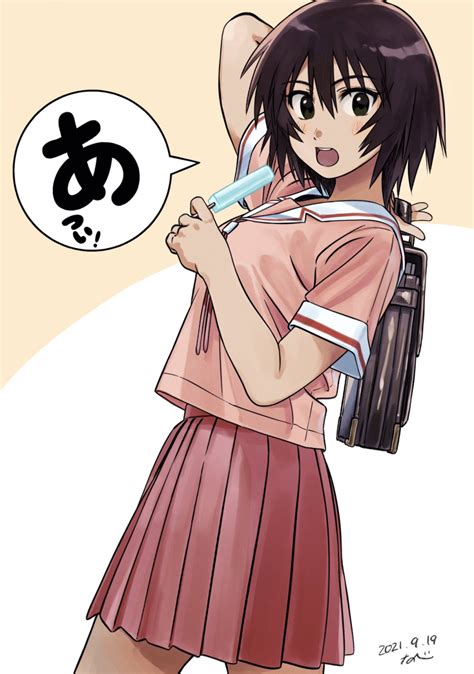 Safebooru 1girl O Arm Up Artist Name Azumanga Daioh Azumanga Daiohs