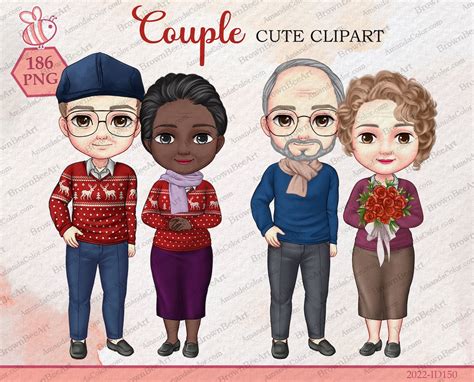 Old Couple Clipart Grandparents Clipart Elderly Couple Etsy Uk