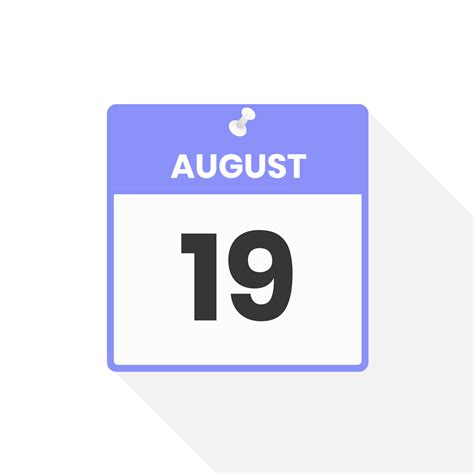 August 19 calendar icon. Date, Month calendar icon vector illustration 12931376 Vector Art at ...