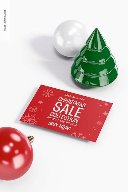 Premium Psd Christmas Sale Promo Card Mockup Perspective