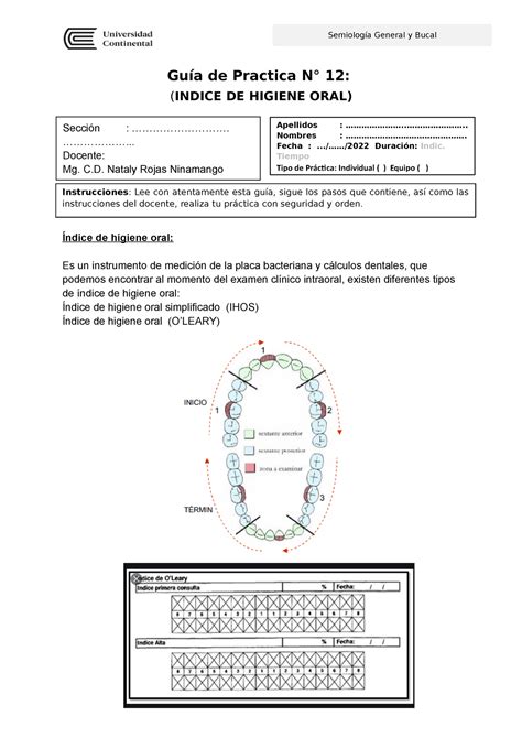 Guia practica 12 apuntes Guía de Practica N 12 INDICE DE HIGIENE