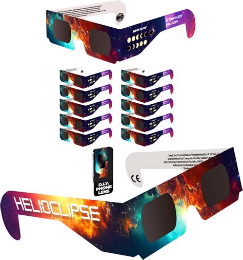 Helioclipse paquete de 12 Gafas para eclipse solar Gafas de visión