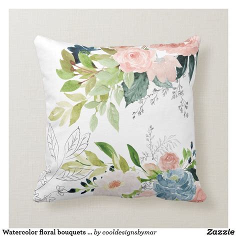 Watercolor Floral Bouquets Classy Elegant Modern Throw Pillow In 2020 Flower