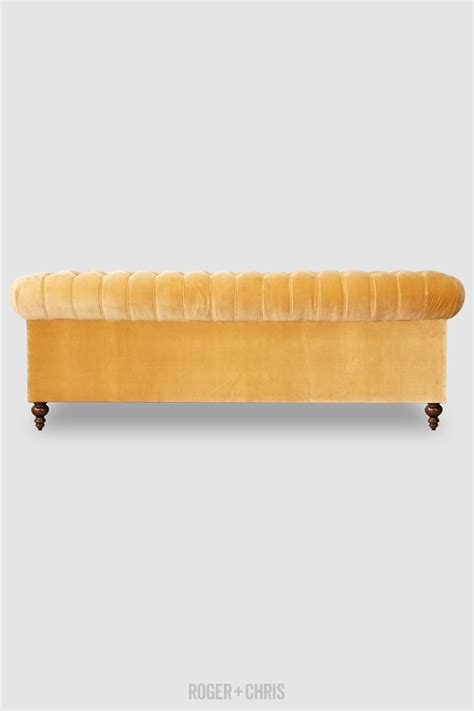 96 Cecil French Chesterfield Sofa In Como Antique Gold Velvet Roger