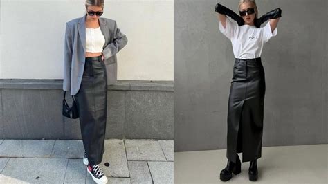 Veja Looks Para Se Inspirar E Aproveitar A Saia De Couro Longa Em