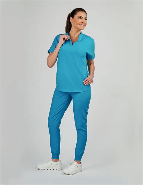 Orchid Three Pocket Women S Caribbean Blue Scrub Top Create Amor