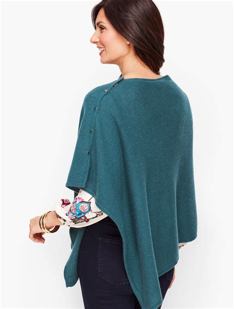 Cashmere Asymmetric Button Poncho Talbots