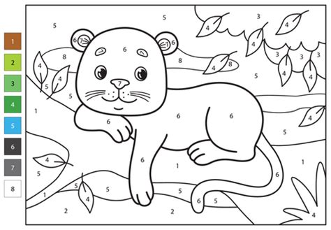 Panther Color by Number | Free Printable Coloring Pages