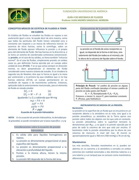 Guía 4 de estática de fluidos PDF