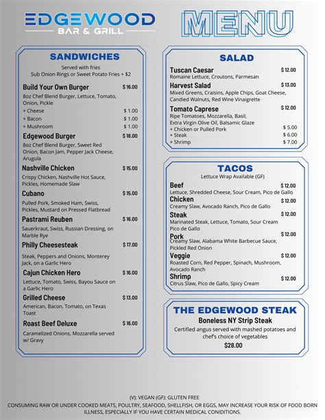 Menu — Edgewood Bar and Grill