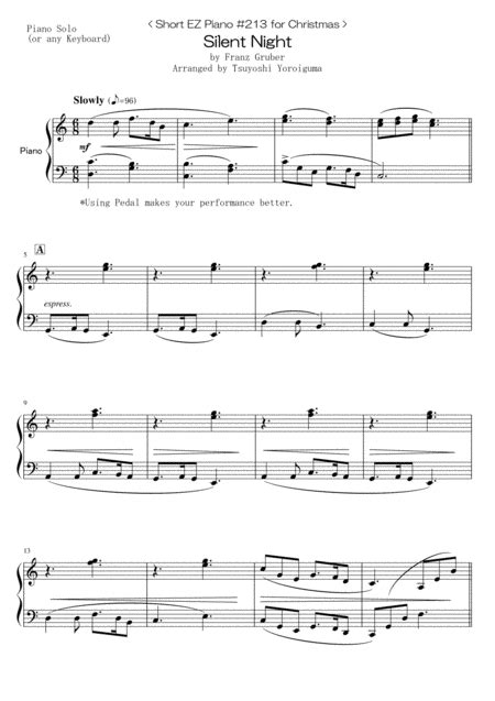 Silent Night Arr Tsuyoshi Yoroiguma By Franz Gruber Sheet Music For