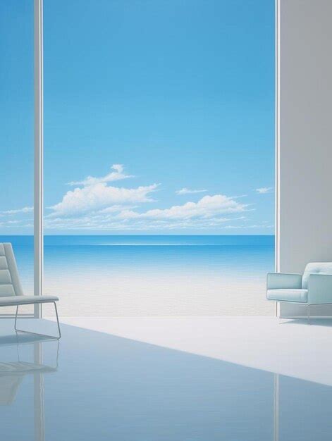 Premium AI Image | a painting of a beach scene with a view of the ocean ...