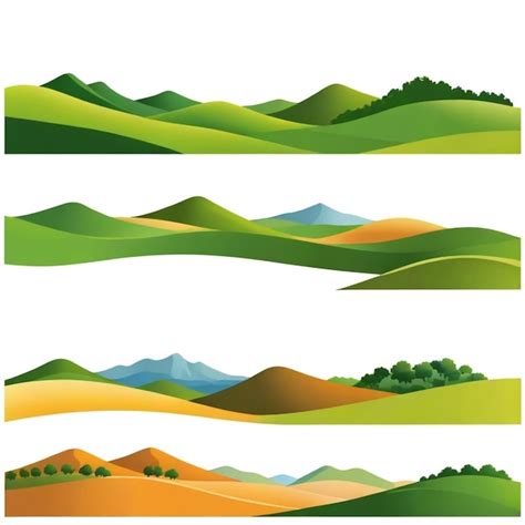 Rolling Hills Vector Set White Background Isolated A High Qua Premium