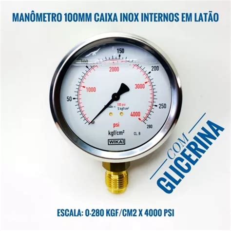 Manômetro De 0 280 Kgf cm2 X 4000 Psi Vertical Glicerina