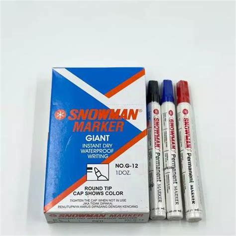 Jual Spidol Snowman Marker Permanen G12 PERPCS Spidol Hitam Merah