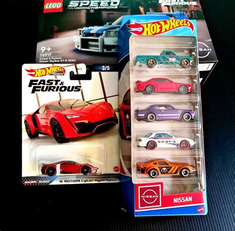 Hot Wheels Premium Fast Furious W Motors Lykan HyperSport Nissan 5 Pack Collectible Set