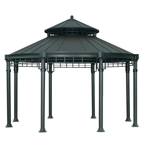 Sunjoy Victoria 143 Ft X 114 Ft Steel Round Hardtop Gazebo D Gz846pco As 136 The Home