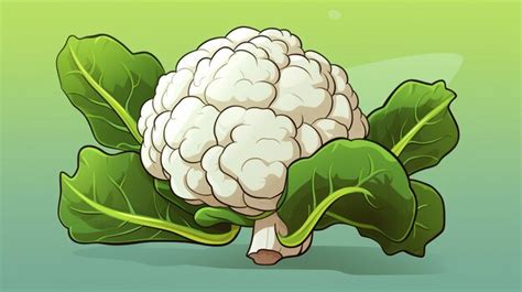 Premium Photo There Is A Cauliflower With Leaves On A Green