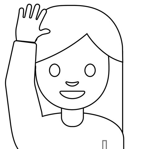 Dibujos Para Colorear Dibujo De Emoji De Mano Levantada Para Colorear