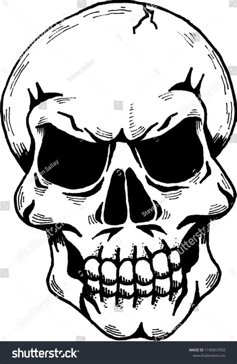 Black White Illustration Skull Attitude Stock Vector (Royalty Free ...