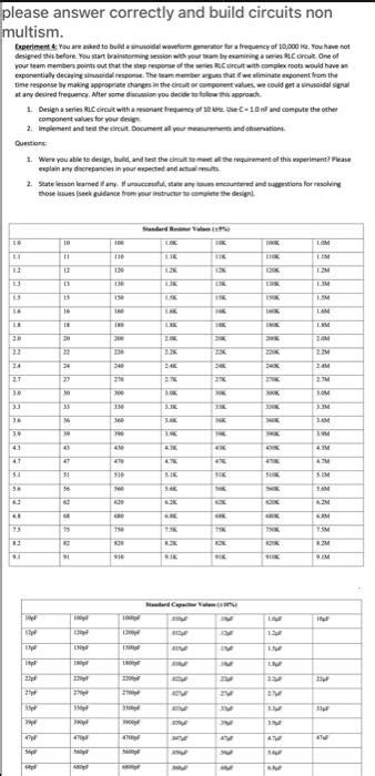 Solved Experiment 4: You are asked to build a sinusoidal | Chegg.com