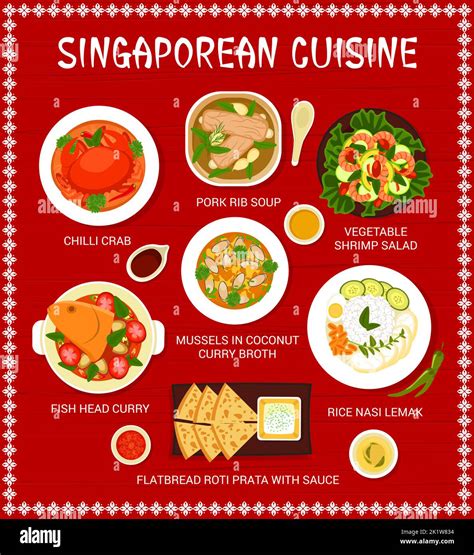 Singaporean Cuisine Menu Design Template Pork Rib Soup Flatbread Roti