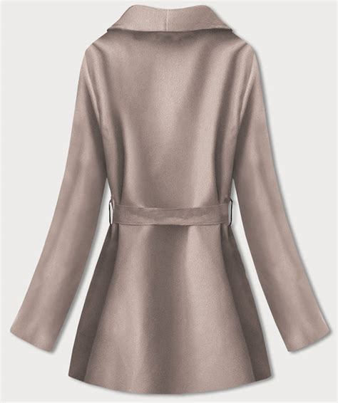 MINIMALISTYCZNY KRÓTKI PŁASZCZ DAMSKI NUDE 758ART MADE IN ITALY odcienie beżu Goodlookin pl