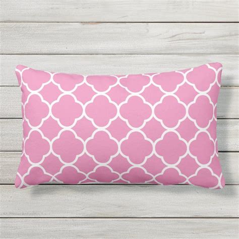 Quatrefoil Pink White Lattice Custom Color Cute Lumbar Pillow Zazzle