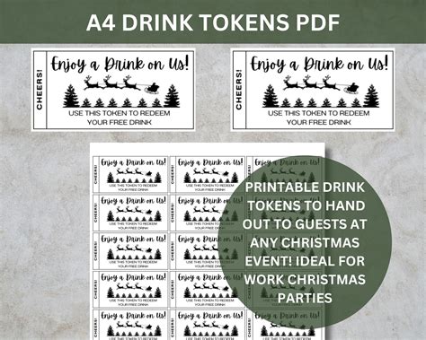 Printable Christmas Drink Tokens Christmas Party Ticket Christmas