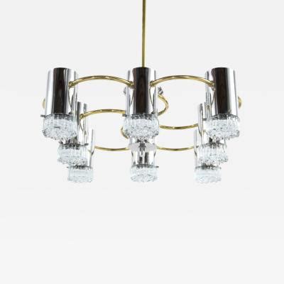 Sciolari Lighting Chrome And Brass Chandelier By Gaetano Sciolari