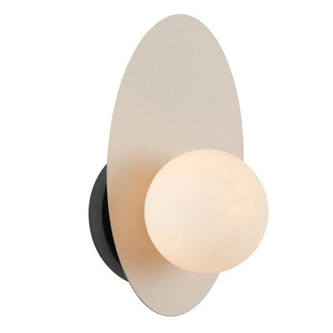 Arandela de Parede Ibira 25x14x13cm Metal e Vidro Nude Preto e Branco Bella Iluminação HL015