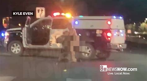 Naked Man Fights Las Vegas Cop Steals Patrol Vehicle And Causes Serious Crash Video