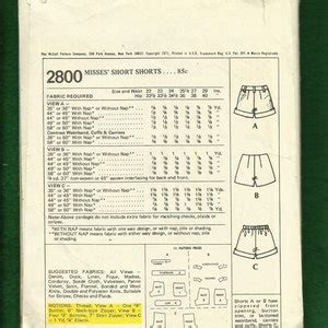 Mccalls The Hot Ones Hot Pants Short Shorts Size Etsy