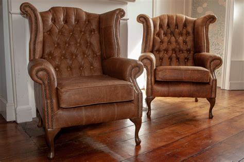 A Pair Of Chesterfield Queen Anne High Back Wing Chairs In Etsy