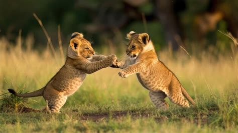 Premium Photo | Lion cubs playing