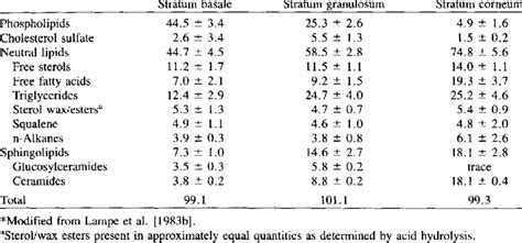 Variations In Lipid Composition During Epidermal Differentiation And