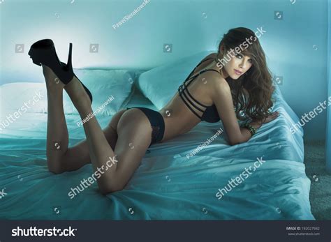 Sexy Beautiful Brunette Woman Lying Big Stock Photo Shutterstock