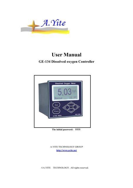 User Manual Of Dissolved Oxygen Meter