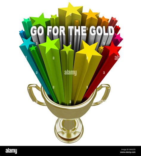 Go For The Gold Trophy Positive Attitude And Ambition Stock Photo Alamy