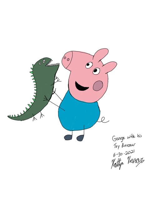 George with his stuffed toy dinosaur | Peppa pig drawing, Pig drawing ...