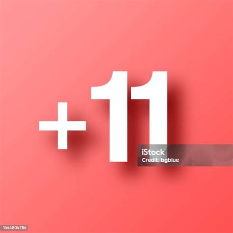 11 Plus Eleven Icon On Red Background With Shadow Stock Illustration ...