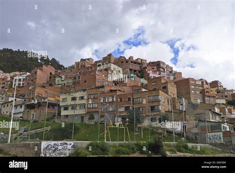 Bolivia, La Paz, view of brick houses hills Stock Photo - Alamy