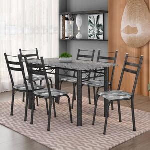 Conjunto De Mesa It Lia Cadeiras M Artefamol Granito Dark