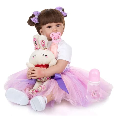 Boneca reborn bebê de silicone 60cm brinquedo como alive doce boneca