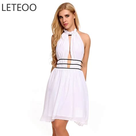 Leteoo Backless Halter Neck Sexy Dress Women Summer Dress 2018