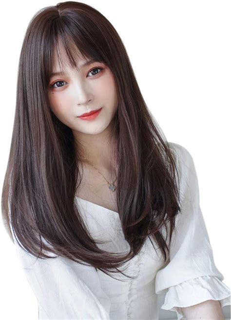 Amazon ウィッグ ロング フルウィッグ セミロング かつら レディース 女装 自然 Wig ストレート ぱっつん前髪 カツラ 女性