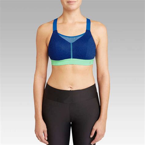 Kalenji Comfort Running Bra Mottled Blue Decathlon