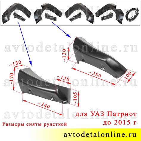 Расширители колесных арок Патриот до 2015 г, пластиковые, матовые ...