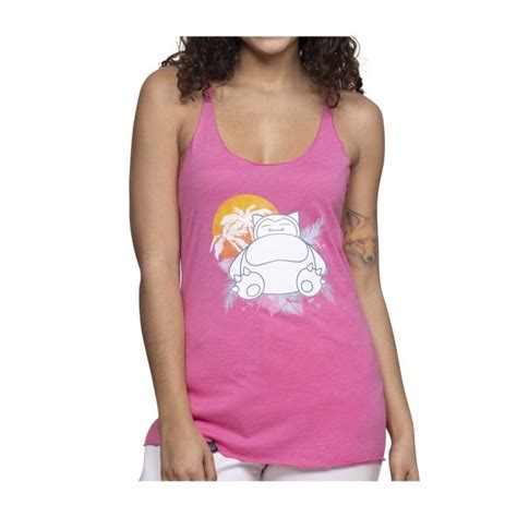 Snorlax Sunset Pink Fitted Racerback Tank Top Women Pok Mon Center