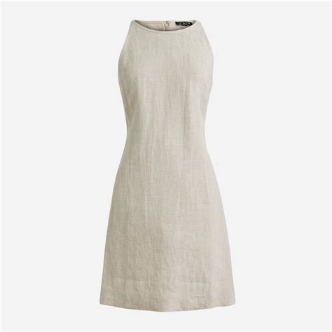 J Crew Maxine High Neck Shift Dress In Linen In Gray Lyst